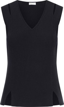 Roberto Collina Sleeveless Top In Vertical Ribbed Knit