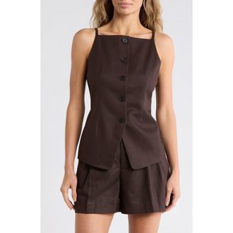 Madewell Harlow Square Neck Drapey Twill Vest in Dark Carob at Nordstrom Rack, Size 14