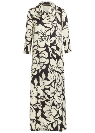Dries Van Noten Rimi Floral Print Satin Coat - Black - 38 (UK10 / S)