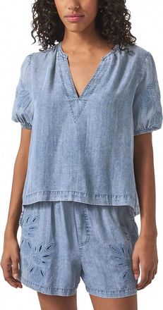 Splendid Cayden V-Neck Blouse In Indigo