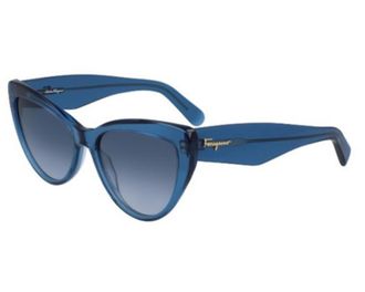 Ferragamo Blue Gradient Cat Eye Ladies Sunglasses SF930SCP 414 56