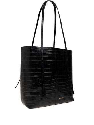 By Malene Birger Abilso croc-embossed tote bag - Zwart