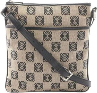 Loewe Pre-owned Canvas Shoulder Bag - Dames - Vintage Schoudertas - Beige - ONE Size - Leer - Vintage