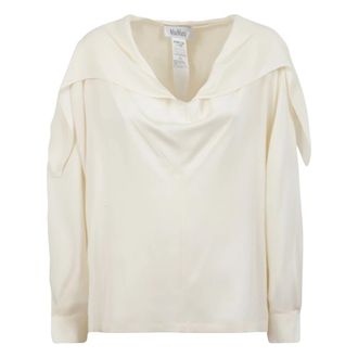 Max Mara Silk Charmeuse Blouse - Dames - Blouses - Wit - M - Overhemden