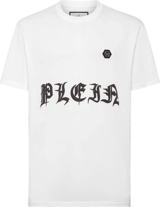 Philipp Plein T-shirt Ronde Hals SS Gothic Plein - Heren - T-shirts - Wit - M - Katoen - Tops