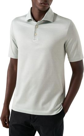 Eton Filo Di Scozia Jacquard Polo in Medium Green at Nordstrom, Size Xx-Large