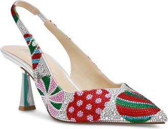 Betsey Johnson Clark Slingback Pointed Toe Pump in Ornaments at Nordstrom, Size 5.5