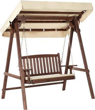 Beliani Columpio De Jard&iacute;n Moderno De Madera De Abeto Con Toldo Beige Caviola