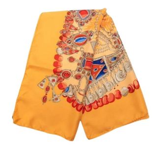 Herm&egrave;s Pre-owned Scarves, female, Yellow, Size: ONE SIZE Pre-owned Terres Precieuses Scarf