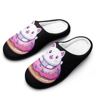 Generic Cute Cat Donut Womens Slippers Warm House Slippers Indoor House Shoes with Anti-Skid Rubber Sole