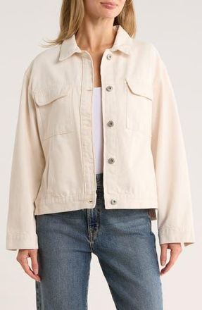 Kensie Oversize Button Front Jacket in Winter White at Nordstrom Rack, Size Medium