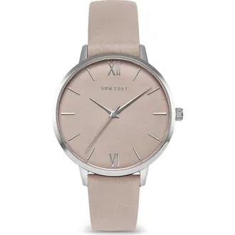 Vincero Eros Leather Strap Watch, 38mm in Taupe/silver at Nordstrom