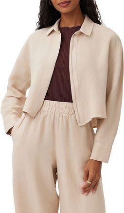Bella Dahl Oversize Crop Linen Blend Shacket in Moroccan Sand at Nordstrom, Size X-Small