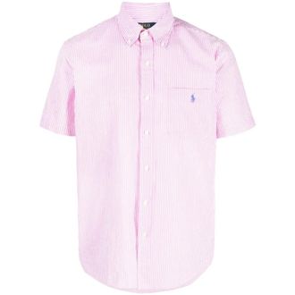Polo Ralph Lauren Seersucker Shirt - Heren - Korte mouwen Overhemden - Roze - XL - Katoen - Overhemden