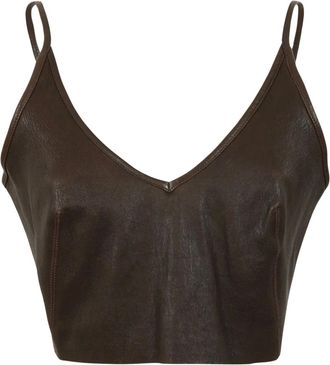 Rick Owens Crop top met V-hals - Dames - Tops - Bruin - Maat: L Katoen