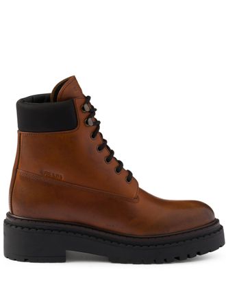 Prada Stiefeletten aus Leder und Re-Nylon