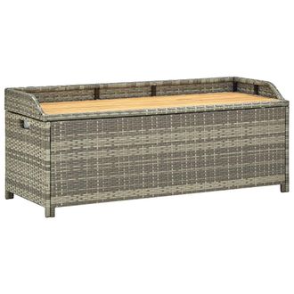 vidaXL Banco De Almacenamiento De Jard&iacute;n Rat&aacute;n Sint&eacute;tico Gris 120 Cm Vidaxl