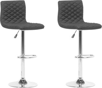Beliani Beliani - Conjunto De 2 Taburetes De Bar Con Asiento Acolchado De Tela Negra Altura Ajustable Giratorio Con Reposapi&eacute;s Orlando