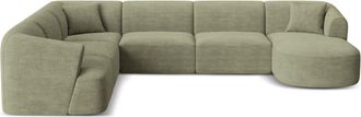 Cosmopolitan Design Sof&aacute; esquinero modular panor&aacute;mico izquierdo 7 plazas pana verde musgo