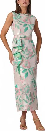 Shoshanna Silvia Midi Dress In Blush/kelly Green
