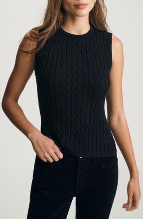 Mavi Cable Stitch Cotton & Cashmere Sweater Vest in Black at Nordstrom, Size Medium