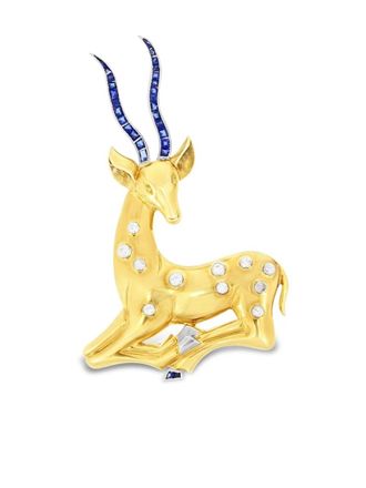 Pragnell Spilla Deer in oro giallo 18kt con diamanti 1911-1940