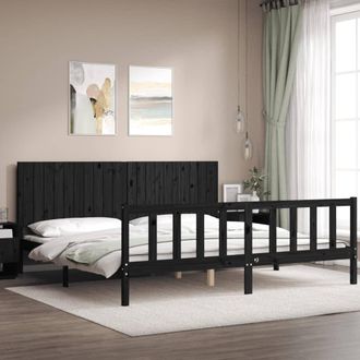 vidaXL Vidaxl - Estructura De Cama Con Cabecero Madera Maciza Negro 200x200 Cm