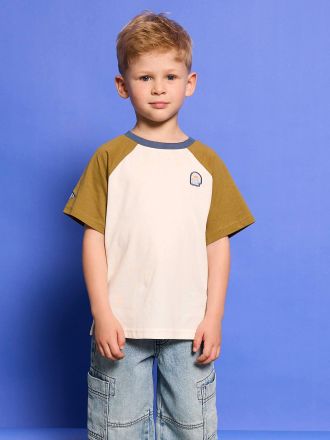 Vertbaudet Jungen T-Shirt mit kurzen Raglan&auml;rmeln khaki