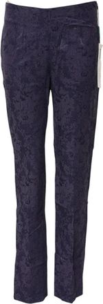 Bencivenga Jacquard High Waisted Pants - Dames - Slim Fit Broeken - Paars - L - Wol - Broeken