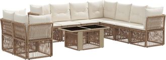 vidaXL Conjunto De Sof&aacute;s De Jard&iacute;n 10 Uds. Beige Rat&aacute;n Sint&eacute;tico Vidaxl