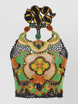 Etro halterneck sleeveless crochet knit top