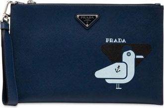 Prada Clutch con stampa 2013-2025 - Blu