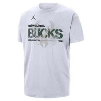 Nike Mens Milwaukee Bucks Courtside Jordan 85 NBA Statement T-Shirt in White | IF4529-100