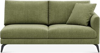 Castlery Lena Right Arm 2 Seater Sofa Customized, (Washed Chenille) Moss (Matte Black Legs), Machine Washable, Removable Covers for Green