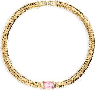 Nadri Pink Crystal Omega Chain Bracelet in Gold at Nordstrom Rack