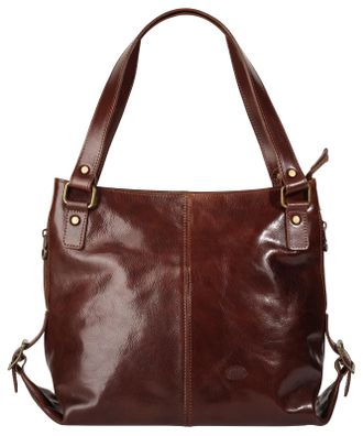 Pik&eacute; Shopper PIK&Eacute;, Damen, Gr. B/H/T: 40cm x 27cm x 13cm onesize, braun, Leder, beschichtet, leicht gl&auml;nzend, Taschen Shopper, echt Leder, Made in Italy