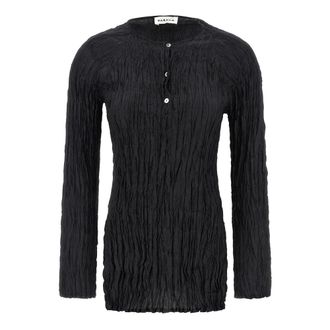 P.A.R.O.S.H. Blouses, female, Black, Size: M Soph Crinkle Silk Blouse