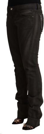Costume National Womens Black Cotton Mid Waist Skinny Pants Elastane