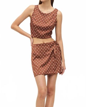 Elodie Beatrix Polka Dot Top In Brown