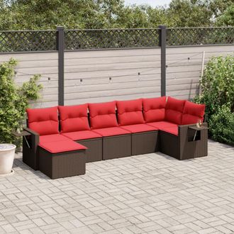 vidaXL Vidaxl Set Divani Da Giardino 7 Pz Con Cuscini Marrone In