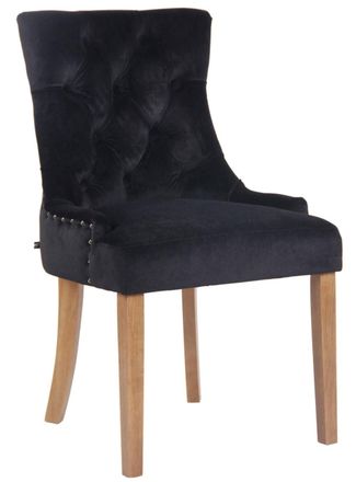 Clp Silla con patas de madera y asiento en Terciopelo Negro