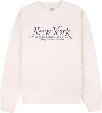Sporty & Rich Beige Logo Sweater Ronde Hals - Dames - Sweatshirts - Beige - XS - Katoen - Hoodies & sweatvesten