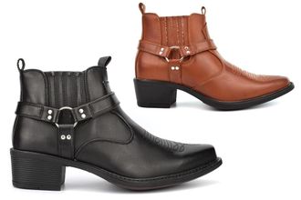 Generic Mens Cowboy Boots Mens Ankle Boots Cuban Style Heels Size 8 Black Boot Size 10 Cuban Style Heel Boot Block Heel Sizes 6-12 Tan/Brown/Black 10 UK