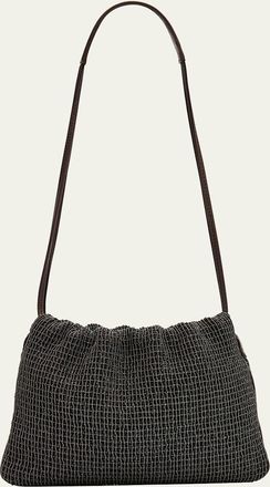 Brunello Cucinelli 3D Monili Net Embroidered Pochette Bag in Riding Leather