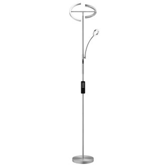 TecTake L&aacute;mpara de pie con led 20 w regulable y mando a distancia, n&iacute;quel mate