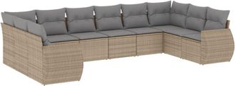vidaXL Juego De Sof&aacute;s Jard&iacute;n Con Cojines Beige 10 Pzas Rat&aacute;n Sint&eacute;tico Vidaxl