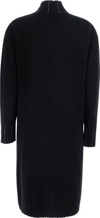 Fabiana Filippi Womens Dress With Collar, Black Wool Blend