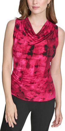 Halston Heritage Printed Cowl Neck Jersey Top