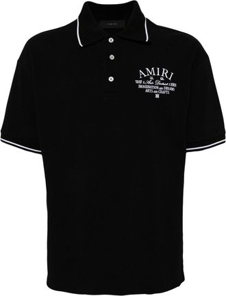 Amiri logo-embroidered cotton polo shirt - men - Cotton - S - Black