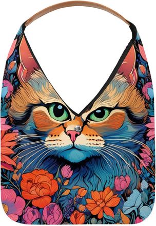 Generic Color Drawing Cat Reusable Lightweight Grocery Bags - Foldable Into Compact Pouch, Washable & Sturdy, Multipurpose for Shopping and Travel